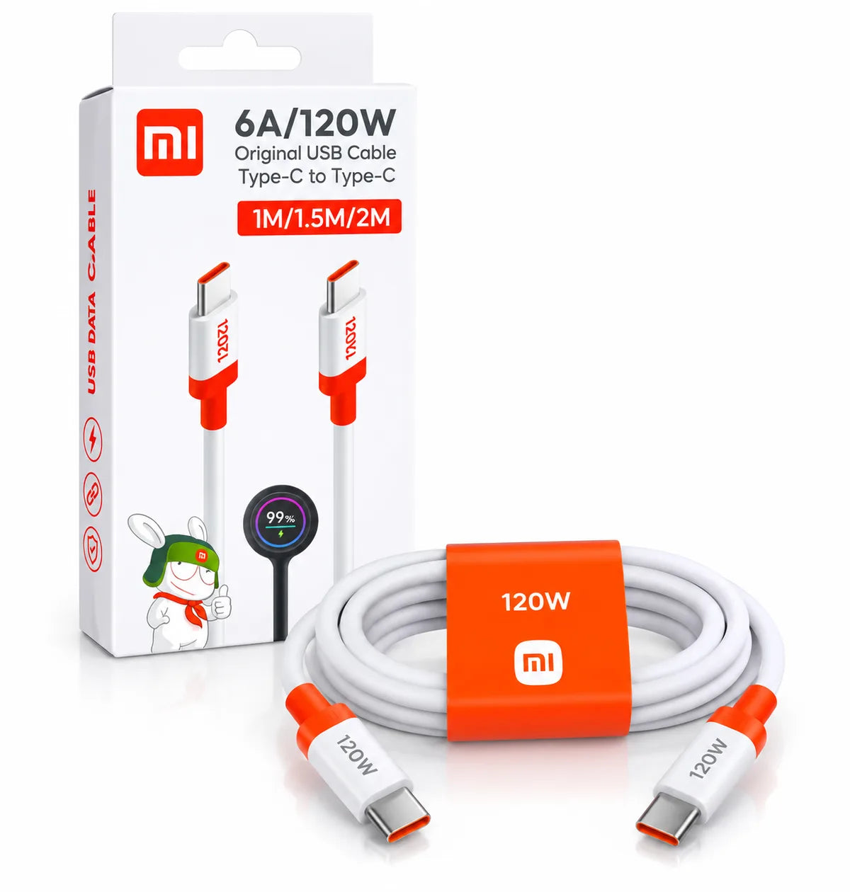 Cable de Carga Rápida Xiaomi USB-C a USB-C (6A / 120W Turbo Charge)