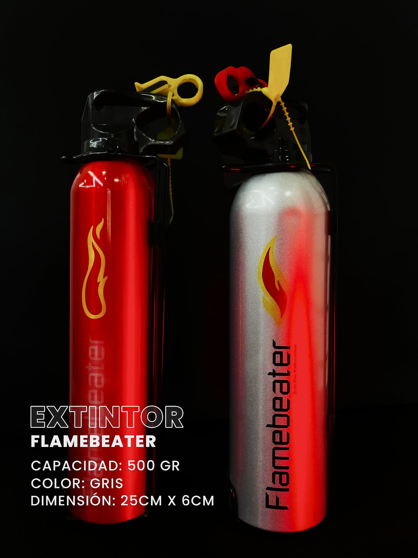 Extintor Deportivo Portátil Flamebeater para Auto, Moto y Hogar (Incluye Soporte)